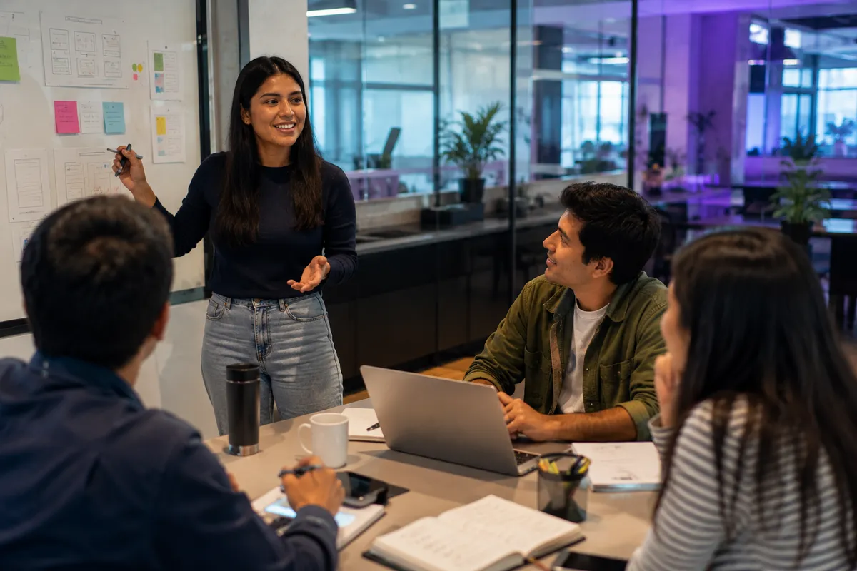 Estudiantes de IIDEA colaborando en un proyecto en un entorno de trabajo real