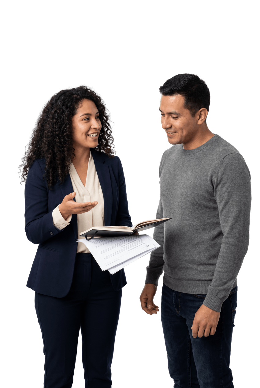 Profesionales de negociación y ventas conversando